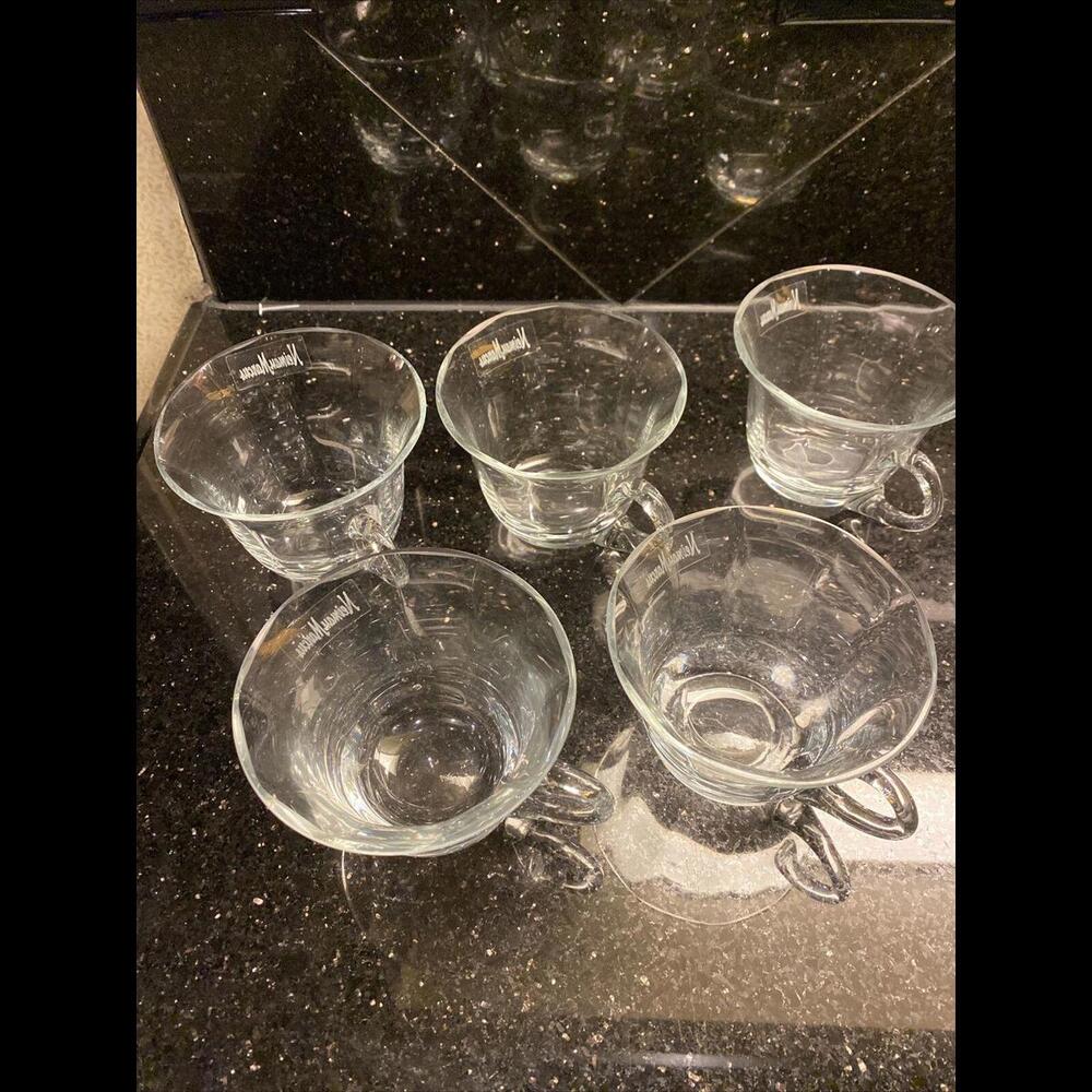 🎩✨Neiman Marcus Horchow Clear Glass Beveled Punch Cups Set Of 6 NWT
